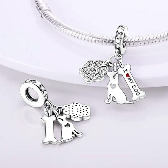 Love My Dog With Bone & Paw Charm - Picture 2 of 6